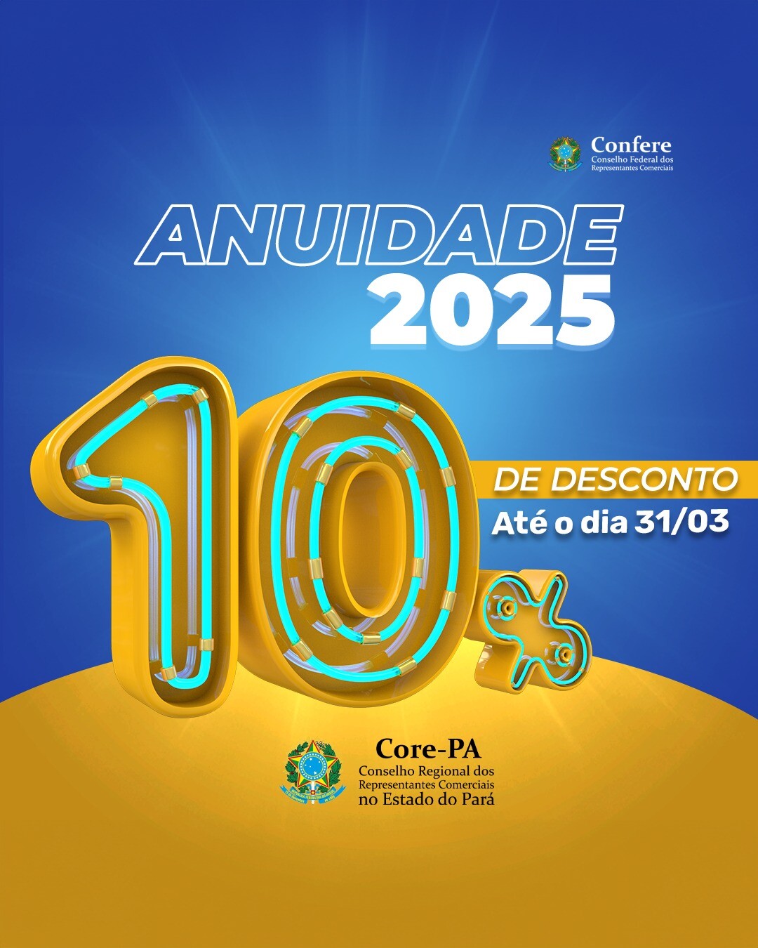 Desconto de 10% na anuidade de 2025 até 31 de março!