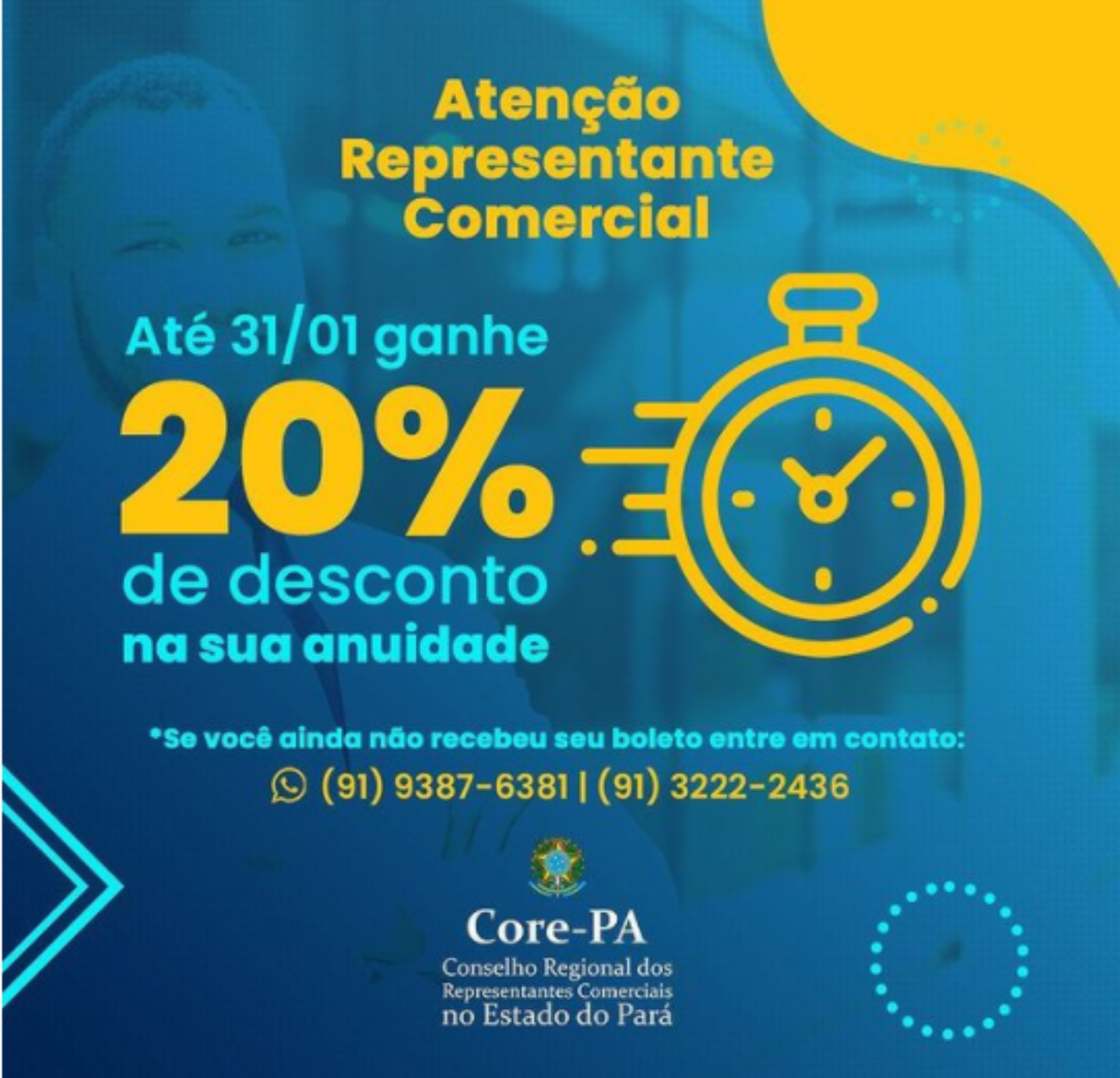 Até 31/01 ganhe 20% de desconto na sua anuidade