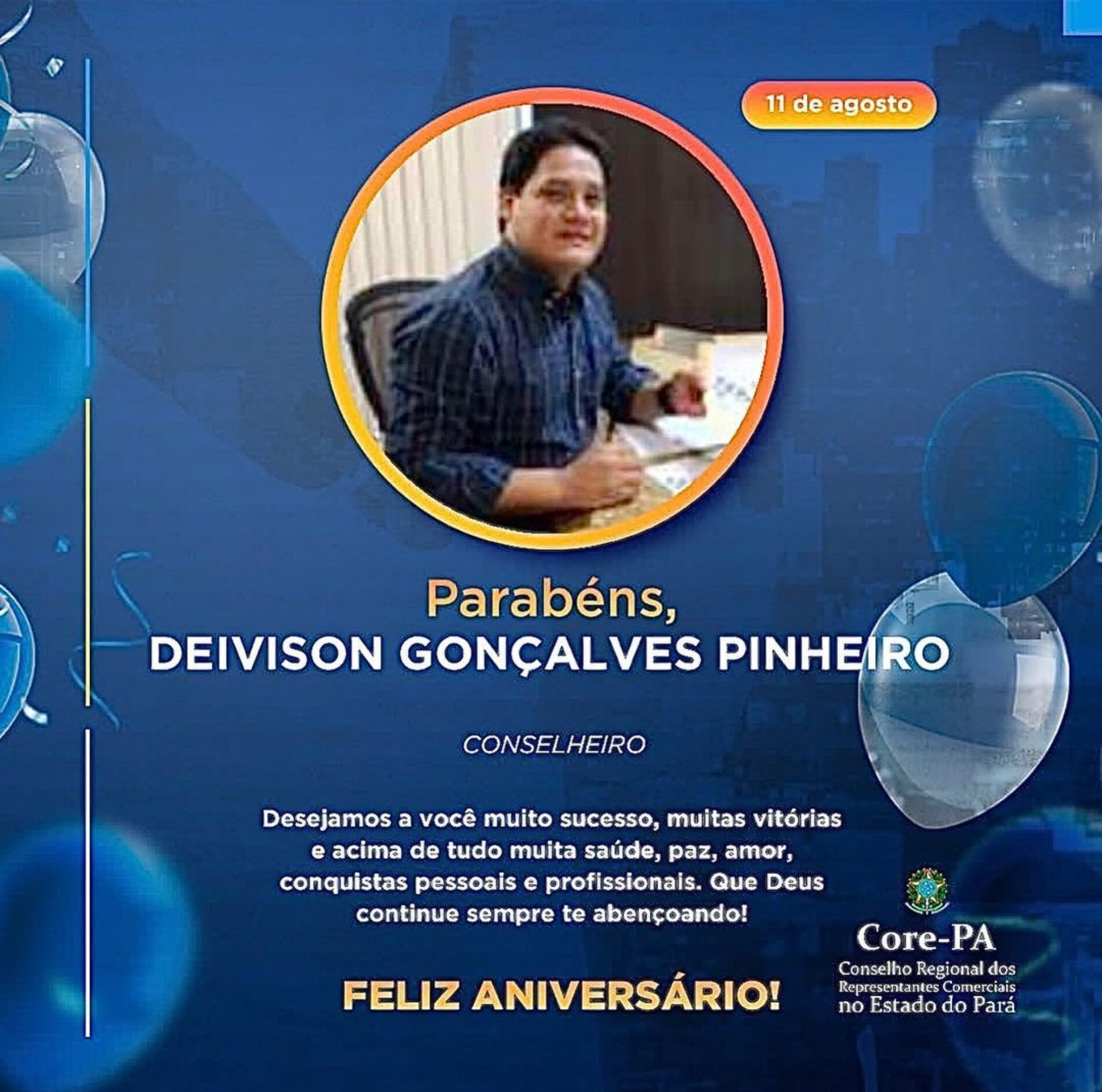 PARABÉNS! SR. DEIVISON PINHEIRO