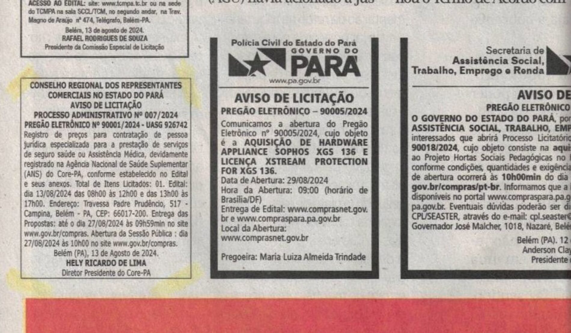 Aviso de Licitação – Pregão Eletrônico n° 90001/2024