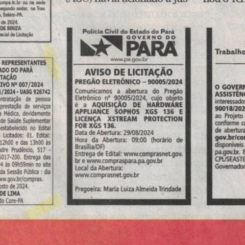 Aviso de Licitação – Pregão Eletrônico n° 90001/2024